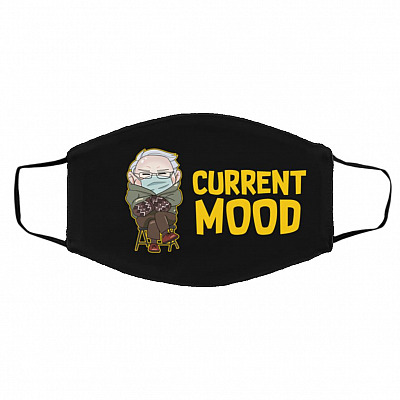 Bernie Sanders Current Mood Mask, White, Cloth Face Cover – Medium/Large