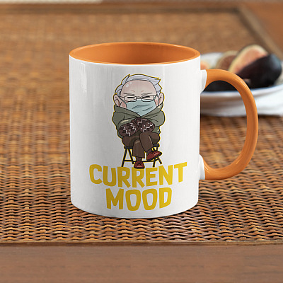 Alternative view of Bernie Sanders Current Mood Accent Coffee Mug - Bernie Mittens Mug