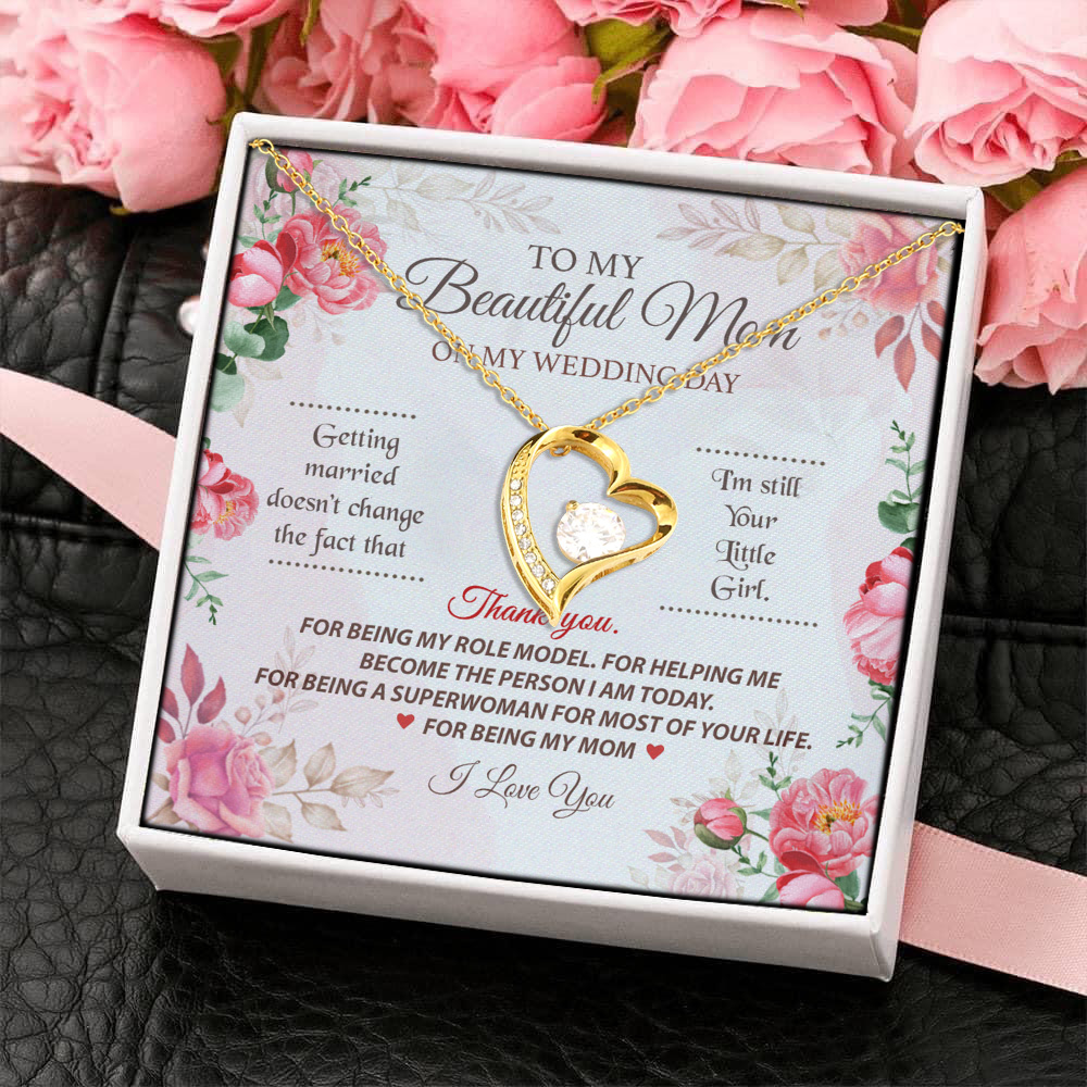 8KNG. Mom Wedding (message card ) Forever Love Necklace (Gold) 4