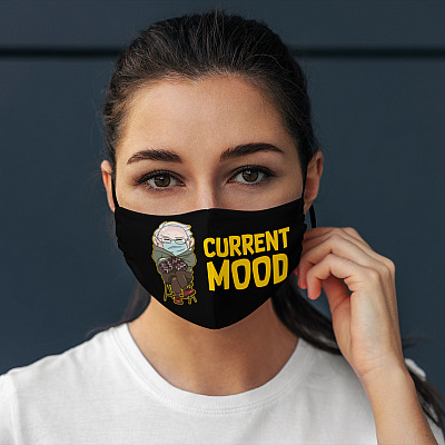 Alternative view of Bernie Sanders Current Mood Washable Reusable Custom Printed Cloth Face Mask Cover