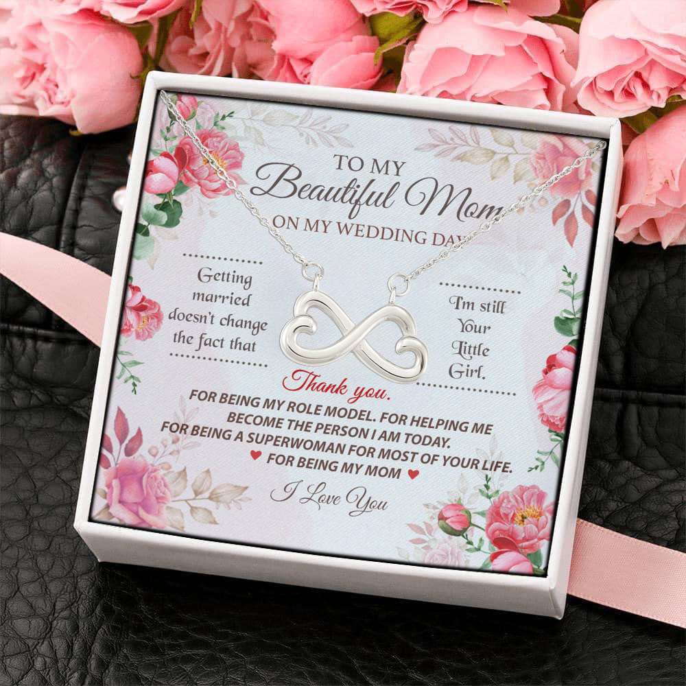 8KNG. Mom Wedding (message card ) Infinity Heart Necklace (Silver) 4