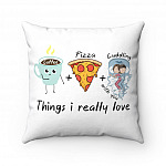 Things I Love Coffee Pizza Cuddling With You Throw Pillow - Decorative Pillow - Sofa Home Decor