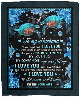 Turtle To My Husband Never, White, Cozy Plush Fleece Blanket - 50x60