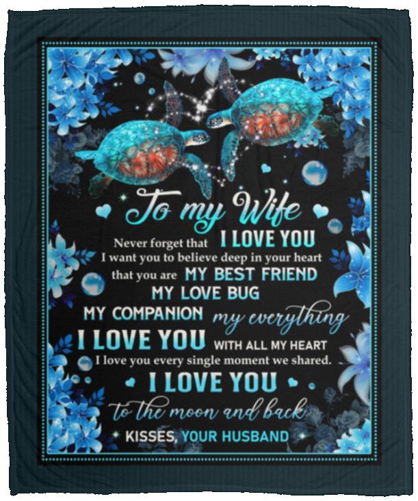 Turtle To My Wife, White, Cozy Plush Fleece Blanket - 50x60