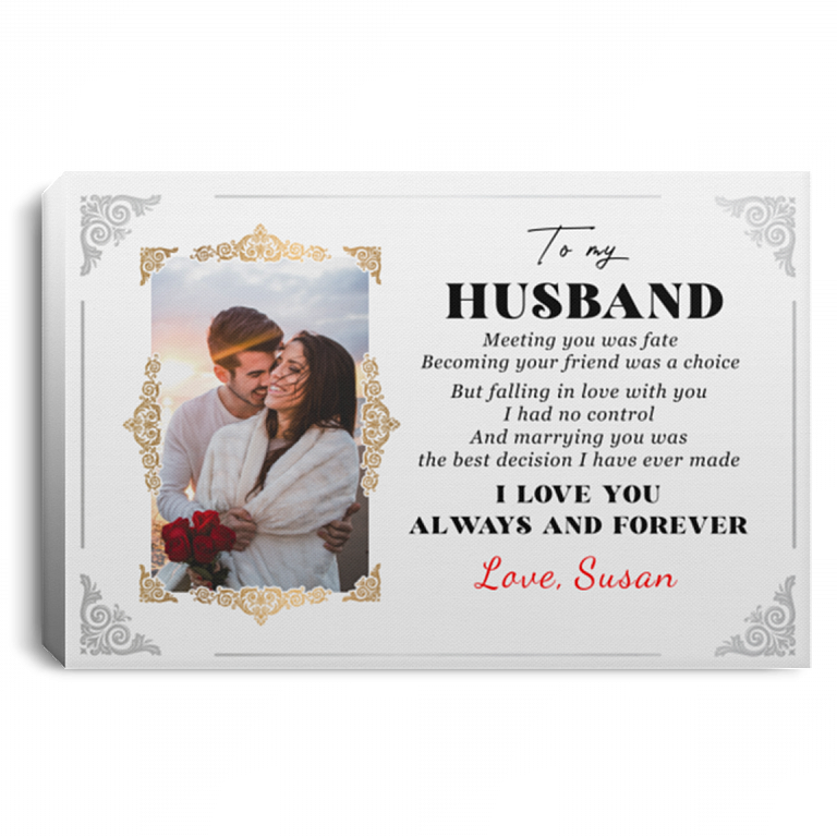 Personalized Photo To My Husband Meeting You Was Fate Framed Canvas Prints - Unframed Poster, White, 0.75'' Framed Canvas