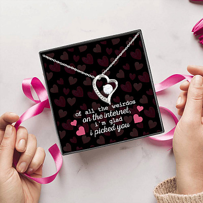 Alternative view of Of All the Weirdos on the Internet I'm Glad I Picked You Valentine's Day Forever Love Pendant Necklace