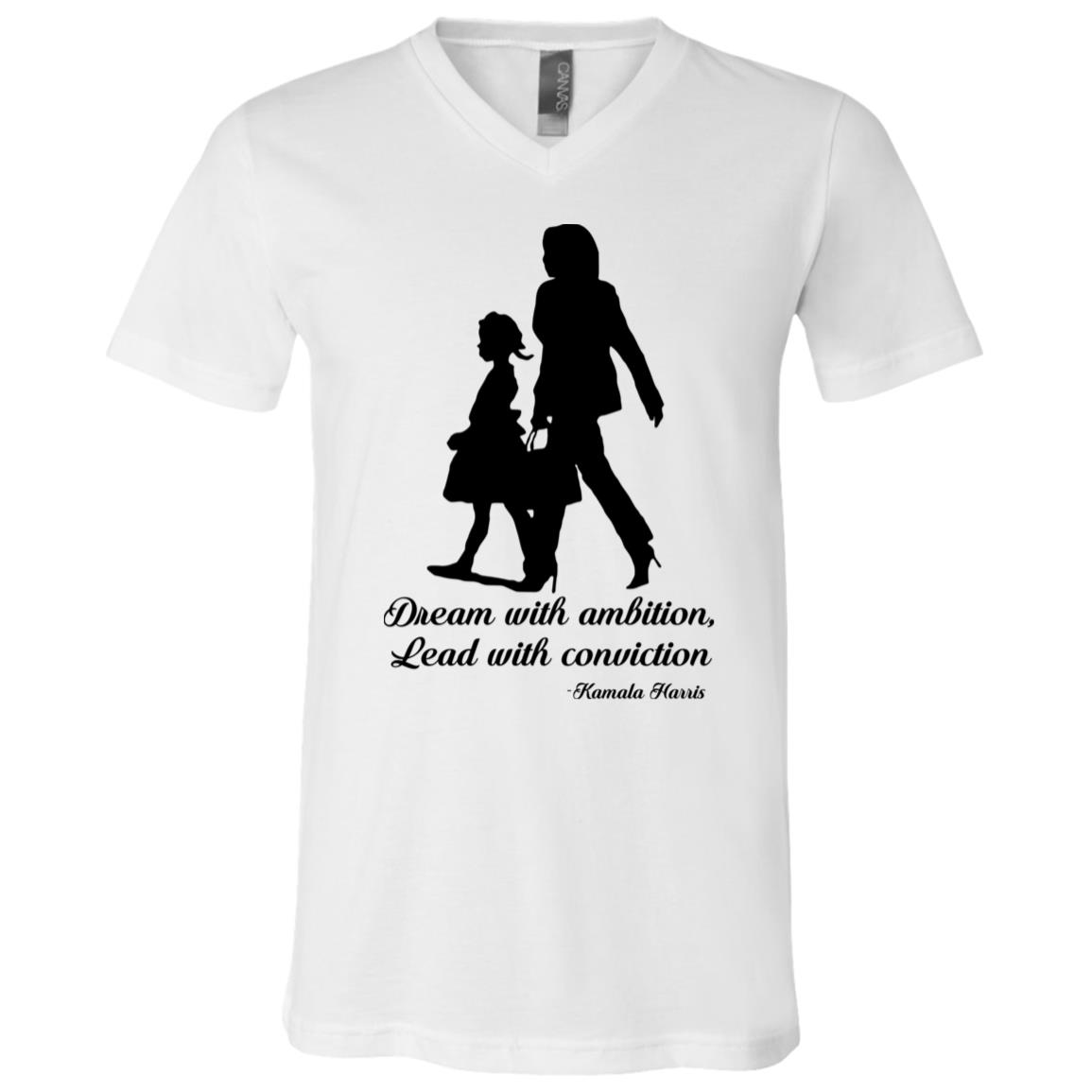 Kamala Harris Dream With Ambition shirt, White, V-Neck T-Shirt