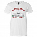 Deck The Halls With Badass Women shirt, White, V-Neck T-Shirt