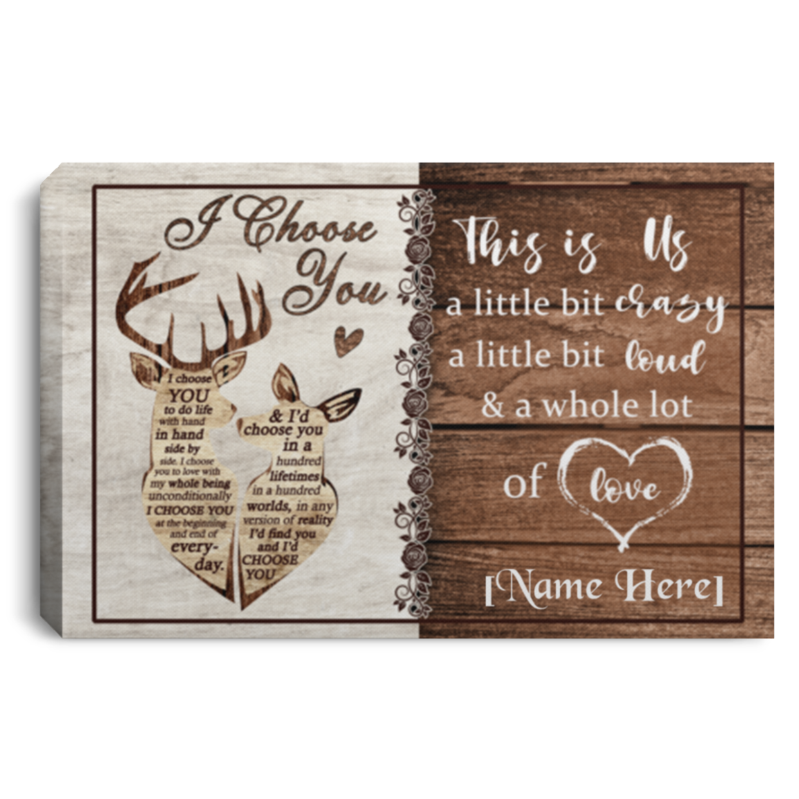 Personalized Deer Couple Decor I Choose You To Do Life With Hand In Hand Framed Canvas - Unframed Poster, White, 0.75'' Framed Canvas Personalized Deer Couple Decor I Choose You To Do Life With Hand In Hand Framed Canvas - Unframed Poster, White, 0.75'' Framed Canvas