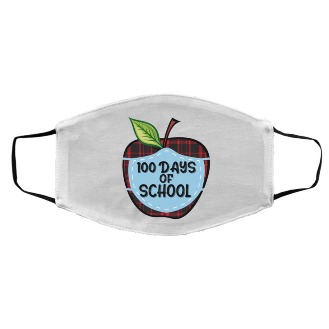 100 Days of School Face Mask, White, Cloth Face Cover – Medium/Large 100 Days of School Face Mask, White, Cloth Face Cover – Medium/Large