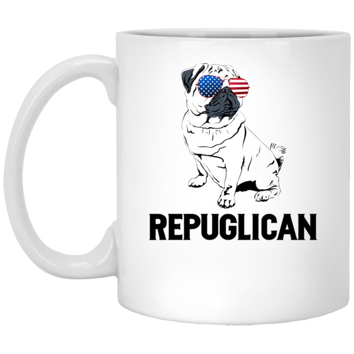 pug mug, White, 11 oz. White Mug pug mug, White, 11 oz. White Mug