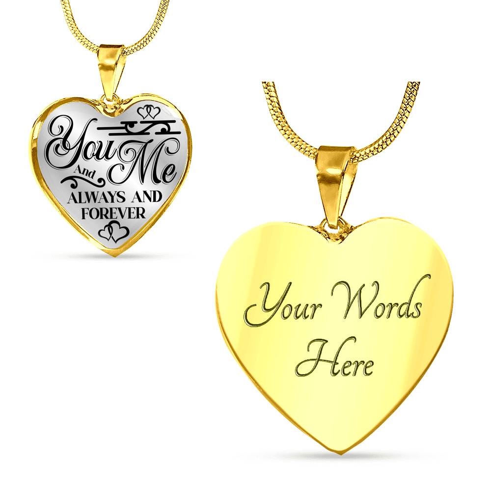 You And Me Always And Forever Luxury Heart Pendant Necklace - Girlfriend Necklace Gifts - Heart Luxury Necklace (Gold Plated)