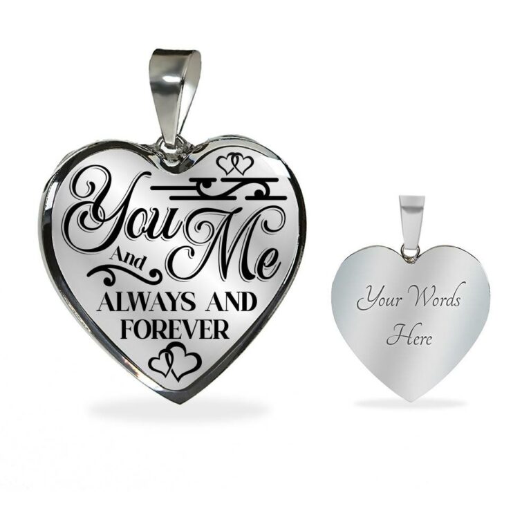 You And Me Always And Forever Luxury Heart Pendant Necklace - Girlfriend Necklace Gifts - Heart Luxury Necklace (Silver)
