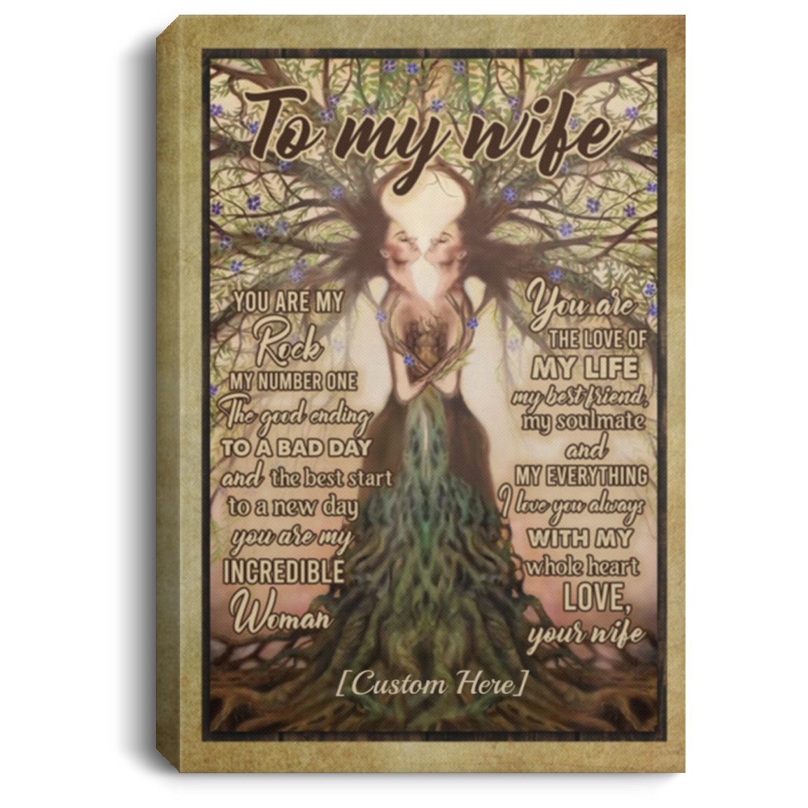 Personalized To My Wife You Are My Rock My Number One LGBT Pride Lesbian Couple Canvas Prints - Unframed Poster, White, 0.75'' Framed Canvas