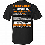 Personalized 5 Things You Should Know About My Freaking Awesome Wife Funny Husband Print On Back T-Shirt Only, Black, Unisex T-Shirt
