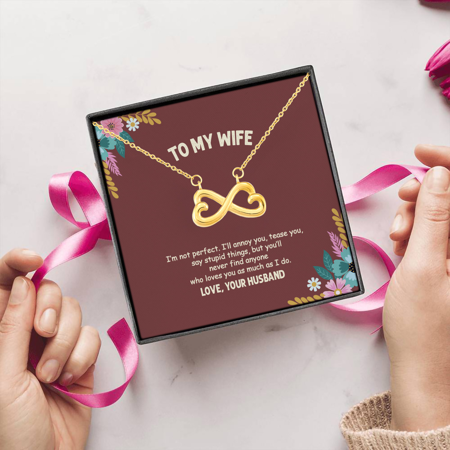 57 HG uu tien. To My Wife I'm Not Perfect (3) Infinity Heart Necklace (Gold) 5