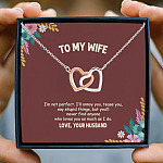 To My Wife I'm Not Perfect I'll Annoy You From Husband Interlocking Hearts Pendant Necklace