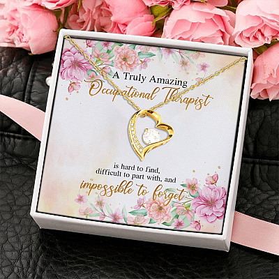 Alternative view of A Truly Amazing Occupational Therapist Is Hard To Find Difficult To Part With Forever Love Heart Pendant Necklace