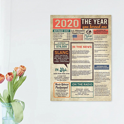 Alternative view of Vintage Newspaper 2020 Pandemic - The Year You Turned One Funny Quarantine Birthday Gift Canvas - Poster