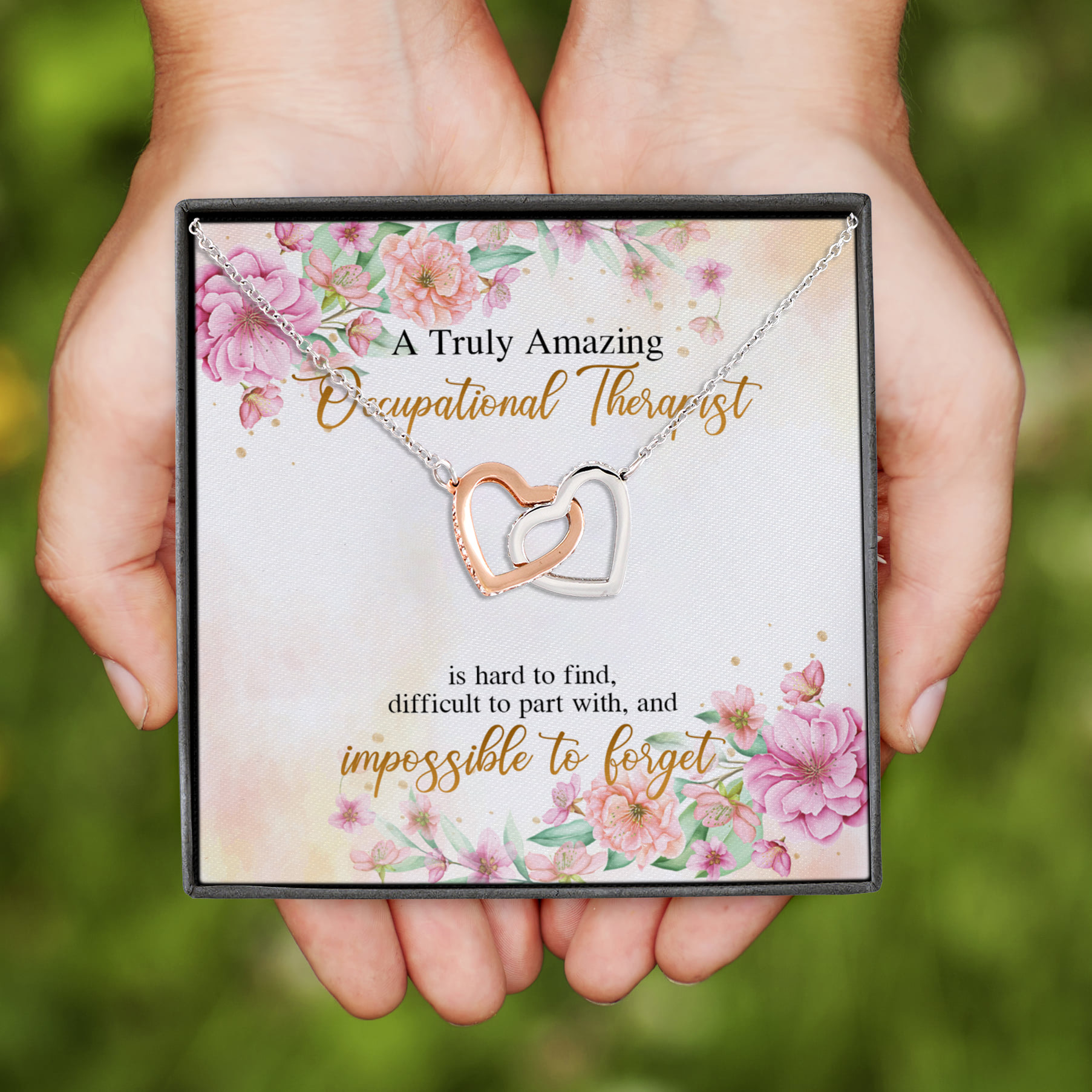 12Th. Amazing Occupational Therapist Interlocking Hearts Necklace
