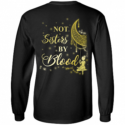 Not Sisters by Blood - Bestie Couple Print on Back Hoodie - Long Sleeve - Sweatshirts, Black, Long Sleeve