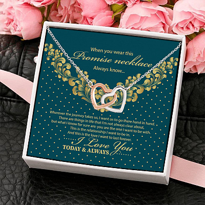 Alternative view of This Promise Necklace Always Know This Is The Love I Want To Last Forever Interlocking Hearts Pendant Necklace