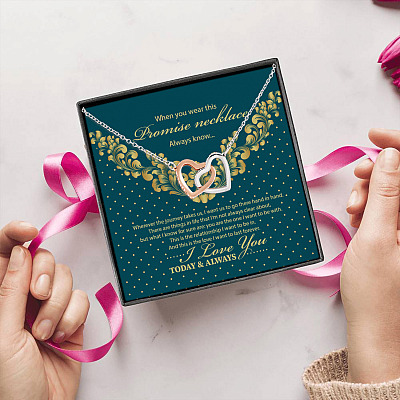 This Promise Necklace Always Know This Is The Love I Want To Last Forever Interlocking Hearts Pendant Necklace