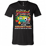 I'm A Spoiled Camping Lady, Black, V-Neck T-Shirt