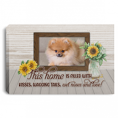 Personalized Photo This Home Is Filled With Kisses Wagging Tails Wet Noses And Love Framed Canvas - Unframed Poster, White, 0.75'' Framed Canvas