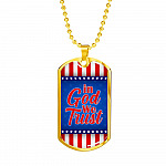 In God We Trust American Flag Dog Tag Pendant Necklace - Patriotic Necklace For Men - Dog Tag (Gold Plated)