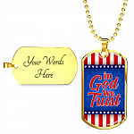In God We Trust American Flag Dog Tag Pendant Necklace - Patriotic Necklace For Men - Dog Tag (Gold Plated)