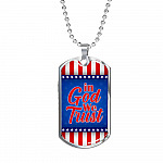 In God We Trust American Flag Dog Tag Pendant Necklace - Patriotic Necklace For Men - Dog Tag (Silver)