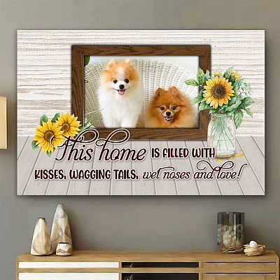 Alternative view of Personalized Photo This Home Is Filled With Kisses Wagging Tails Wet Noses And Love Framed Canvas - Unframed Poster