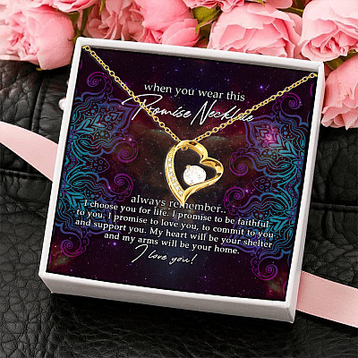 Alternative view of I Choose You For Life My Heart Will Be Your Shelter And My Arms Will Be Your Home Forever Love Heart Pendant Necklace