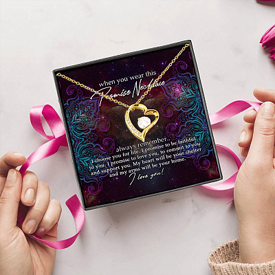 I Choose You For Life My Heart Will Be Your Shelter And My Arms Will Be Your Home Forever Love Heart Pendant Necklace