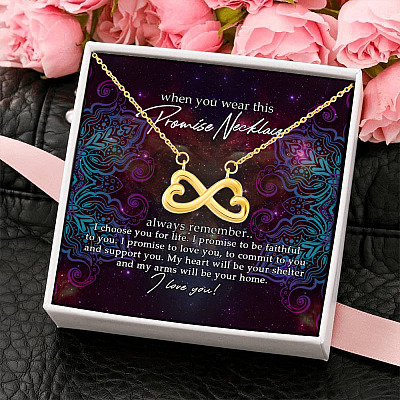 Alternative view of I Choose You For Life My Heart Will Be Your Shelter And My Arms Will Be Your Home Infinity Heart Pendant Necklace
