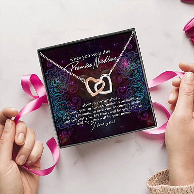 I Choose You For Life My Heart Will Be Your Shelter And My Arms Will Be Your Home Interlocking Hearts Pendant Necklace