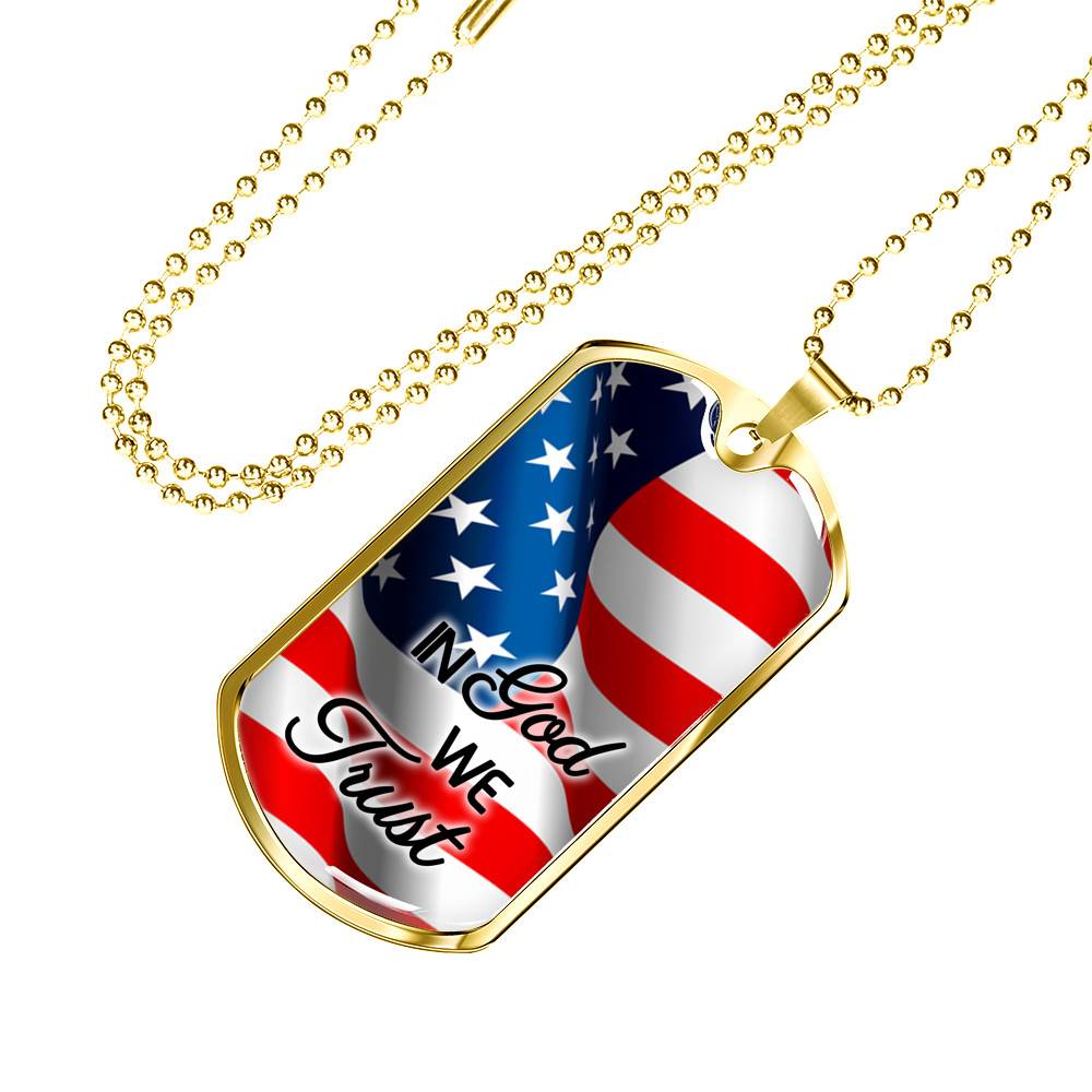 In God We Trust American Flag Dog Tag Pendant Necklace - Christian Necklace Religious Gifts For Men - Dog Tag (Gold Plated) In God We Trust American Flag Dog Tag Pendant Necklace - Christian Necklace Religious Gifts For Men - Dog Tag (Gold Plated)