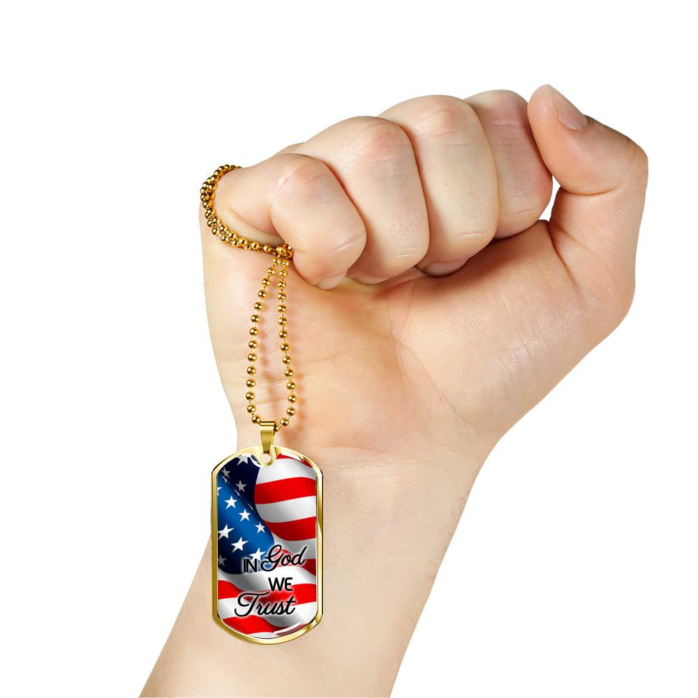 In God We Trust American Flag Dog Tag Pendant Necklace - Christian Necklace Religious Gifts For Men - Dog Tag (Gold Plated) In God We Trust American Flag Dog Tag Pendant Necklace - Christian Necklace Religious Gifts For Men - Dog Tag (Gold Plated)