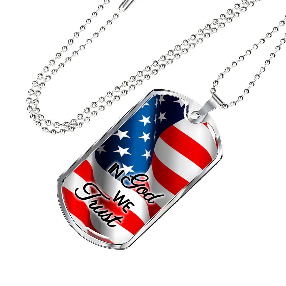 In God We Trust American Flag Dog Tag Pendant Necklace - Christian Necklace Religious Gifts For Men - Dog Tag (Silver) In God We Trust American Flag Dog Tag Pendant Necklace - Christian Necklace Religious Gifts For Men - Dog Tag (Silver)