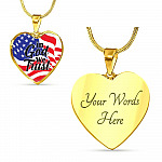 In God We Trust American Flag Heart Pendant Necklace - Womens Patriotic Jewelry - Heart Luxury Necklace (Gold Plated)