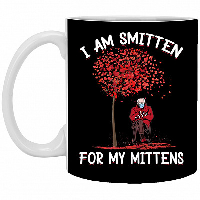 Bernie Sander I Am Smitten, Black, 11 oz. White Mug