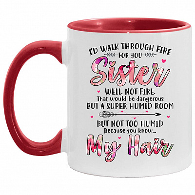 Sister Accent Mug, White/Red, 11 oz. Accent Mug