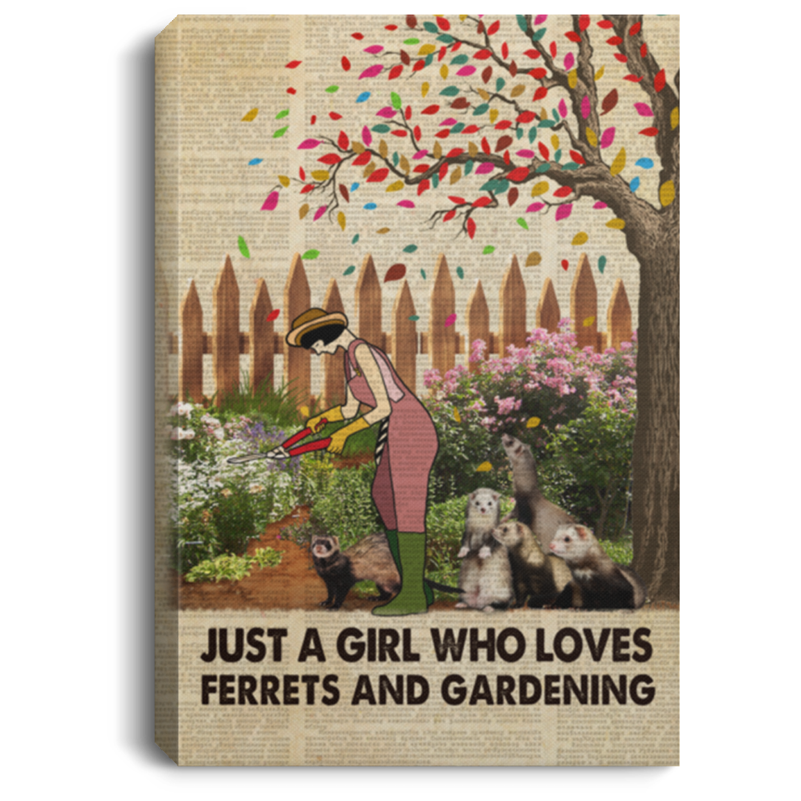 Just A Girl Who Loves Ferrets And Gardening Framed Canvas - Unframed Poster - Ferret Wall Art Home Decor, White, 0.75'' Framed Canvas Just A Girl Who Loves Ferrets And Gardening Framed Canvas - Unframed Poster - Ferret Wall Art Home Decor, White, 0.75'' Framed Canvas