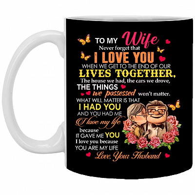 To My Wife Never Forget, Black, 11 oz. White Mug