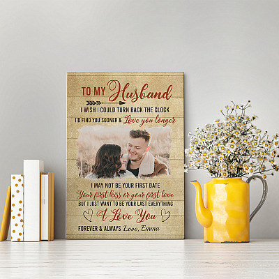 Alternative view of Personalized Photo To My Husband I Wish I Could Turn Back the Clock Framed Canvas - Unframed Poster