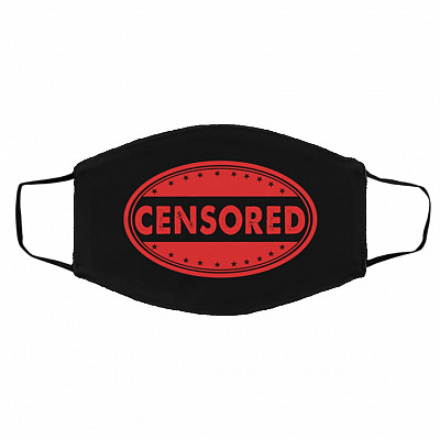 Censored Mask, Black, Cloth Face Cover – Medium/Large