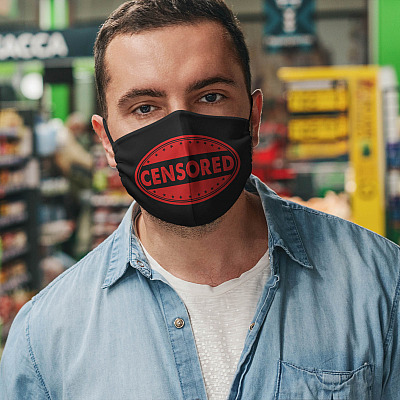 Alternative view of Censored Face Mask Funny Swearing Curse Explicit Washable Reusable Custom Printed Cloth Face Mask Cover