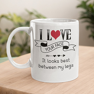 Alternative view of I Love Your Face It Looks Best Between My Legs Funny Valentine Ceramic Coffee Mug - Water Bottle
