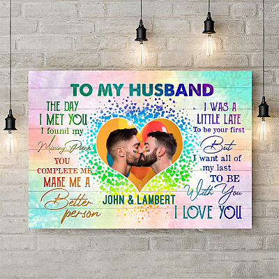 Alternative view of Personalized Photo LGBT To My Husband The Day I Met You I Found My Missing Piece Framed Canvas Prints - Unframed Poster